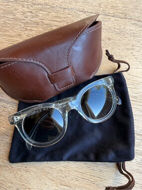 RAEN Clear Translucent Frame Sunglasses with Blue Gradient Lenses